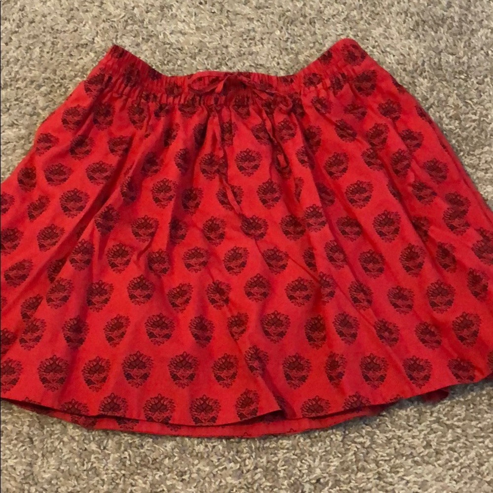 Madewell red mini skirt with black design